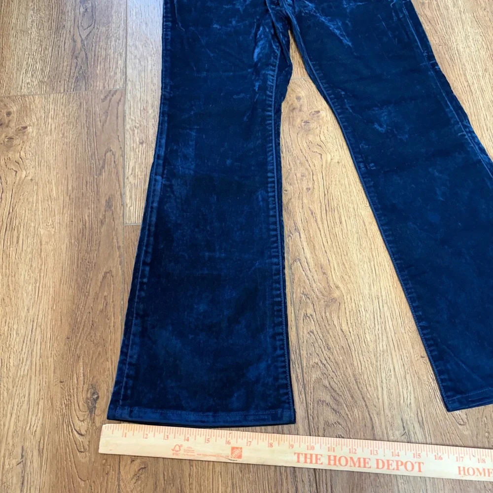 Levis Ribcage Bootcut Navy Blue Velour High Rise Flare Pants Womens 26x30 Boho - Picture 5 of 14